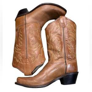 Old West Kids Brown Boots Youth/Boys Size 3